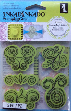 Cling Stamps - Inkadinkado Stamping Gear 5 Piece Rubber Stamp Set -  Doodle Swirls Stamps