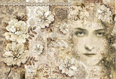 Stamperia Decoupage Rice Paper A3 Old Lace Face DFS389