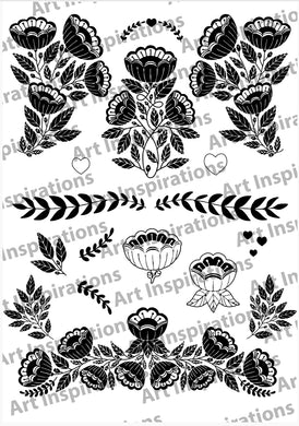 Art Inspirations by Wensdi Made A5 Clear Stamp Sheet - Floral Garland - 17 Stamps