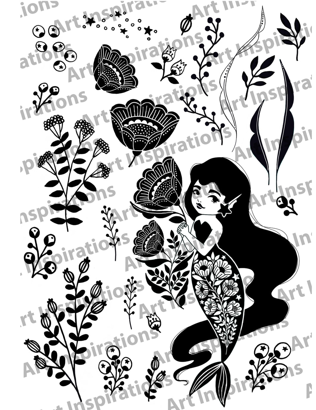 Art Inspirations by Wensdi Made A5 Clear Stamp Sheet - Under The Sea Betty - 26 Stamps