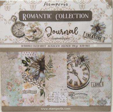 Stamperia Scrapbooking 8” x 8” Paper Pad - Romantic Collection Journal - 10 Double Faced Sheets - SBBS34