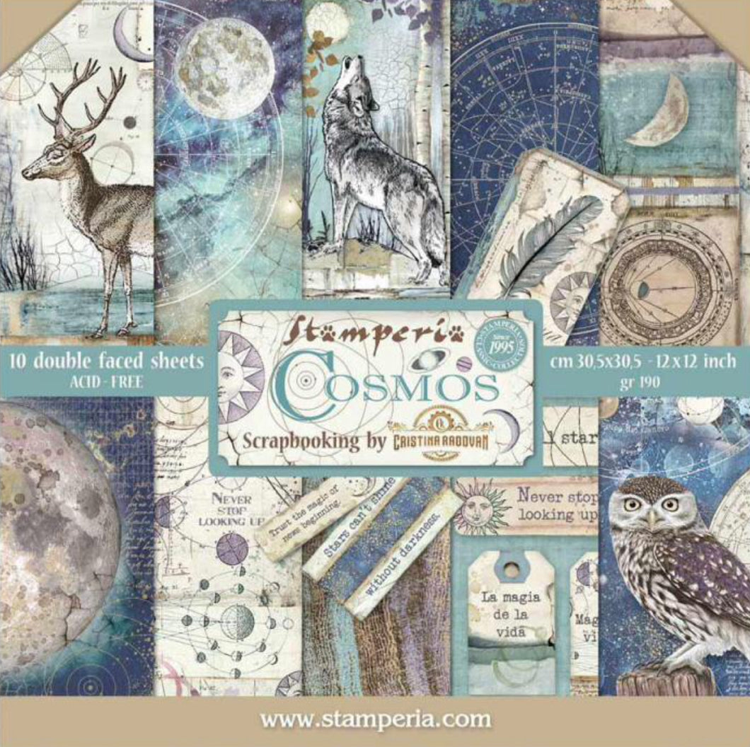Stamperia Scrapbooking 12” x 12” Paper Pad by Cristina Radovan - Cosmos - 10 Double Faced Sheets - SBBL56