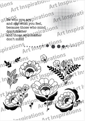 Art Inspirations by Wensdi Made A5 Clear Stamp Sheet - Flower Embellishments -  13 Stamps
