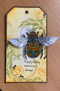 Art Inspirations by Wensdi Made A5 Clear Stamp Sheet - Floral Bee and Beetle - 18 Stamps