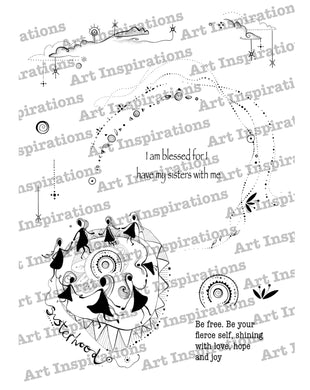 Art Inspirations with Ink and Earth A5 Stamp Set - Sisterhood  - 11 Stamps