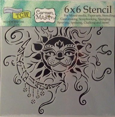 TCW Carmen Medlin Designs Stencils - Mini Sun & Moon 6”x 6”