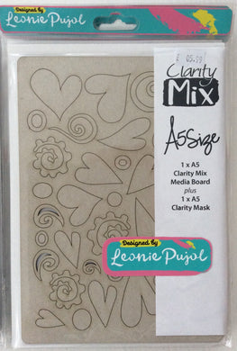 Clarity Mix A5 Mixed Media Board & A5 Mask Set - Heart Shapes