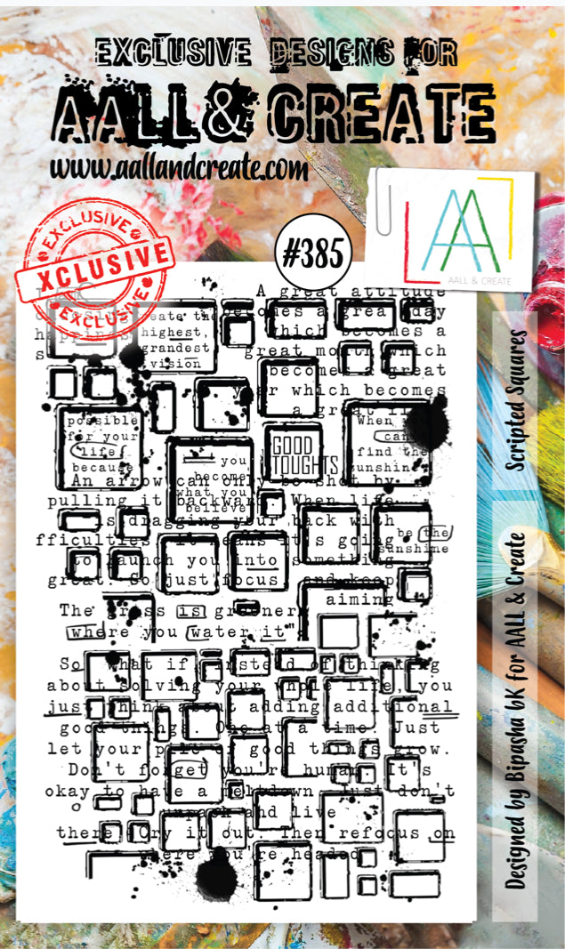 AALL & Create - A6 Clear Stamp Set Designed by Bipasha Bk - Scripted Squares #385