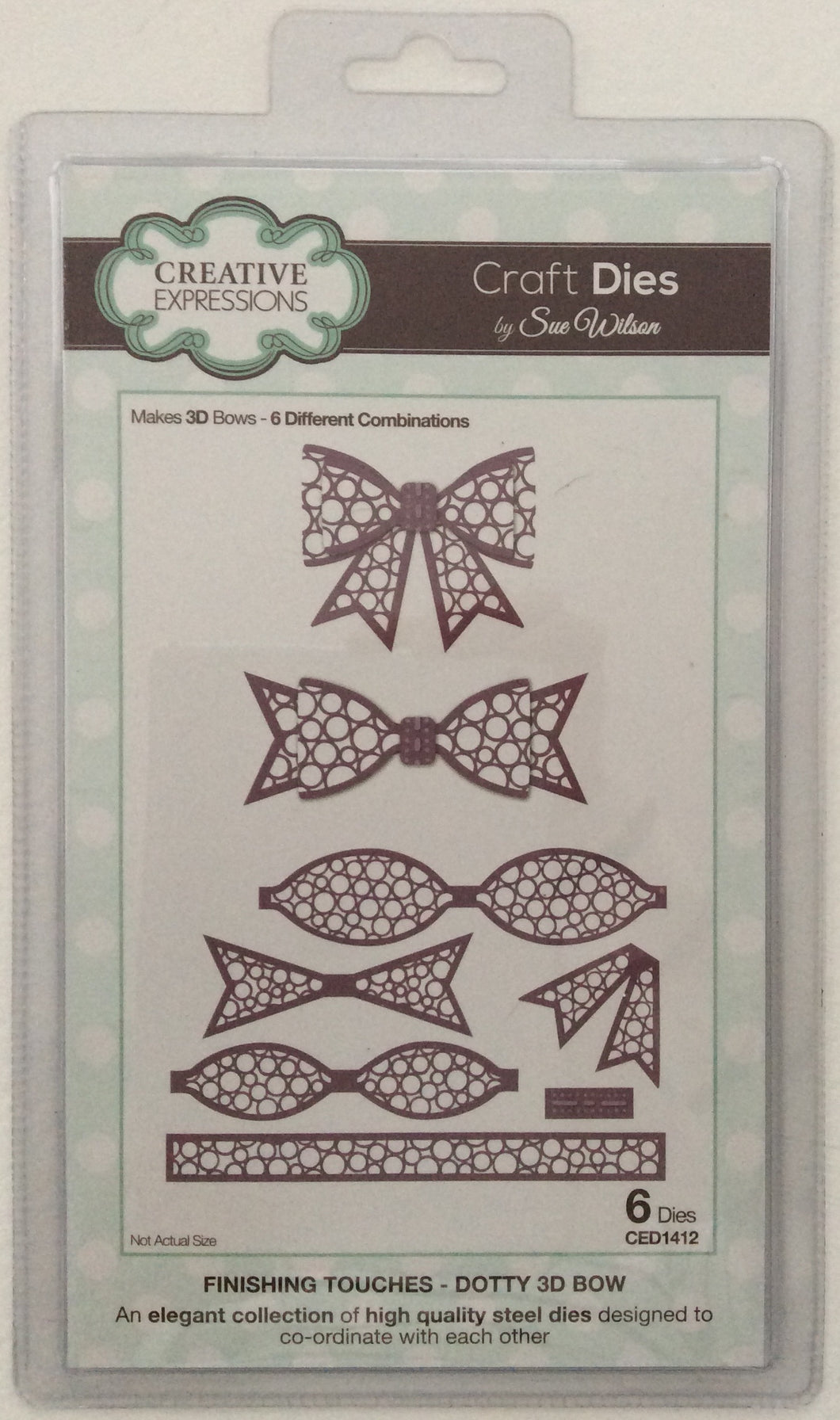 Creative Expressions Craft Dies by Sue Wilson Finishing Touches - Dotty 3D Bow - Set of 6 Dies