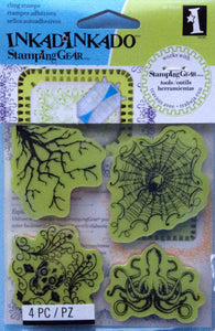 Cling Stamps - Inkadinkado Stamping Gear 4 Piece Rubber Stamp Set - Halloween Stamps