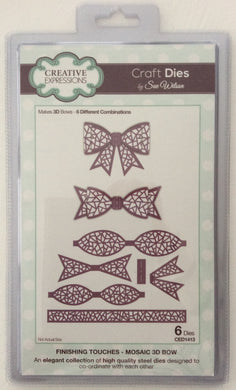 Creative Expressions Craft Dies by Sue Wilson Finishing Touches - Mosaic 3D Bow - Set of 6 Dies