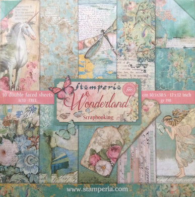 Stamperia Scrapbooking 12” x 12” Paper Pad - Wonderland - 10 Double Faced Sheets - SBBL38