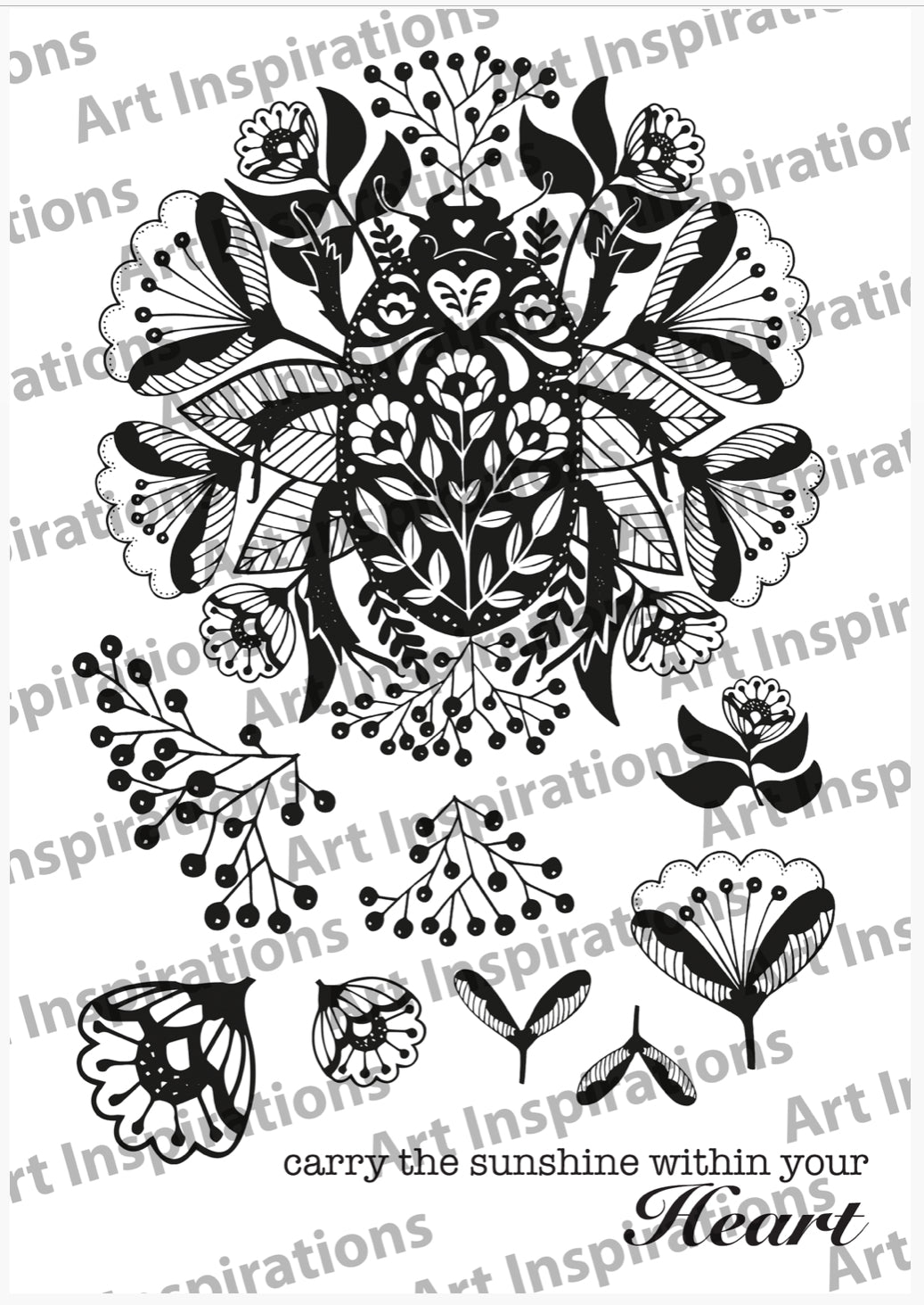 Art Inspirations by Wensdi Made A5 Clear Stamp Sheet - Sunshine Within Your Heart - 10 Stamps