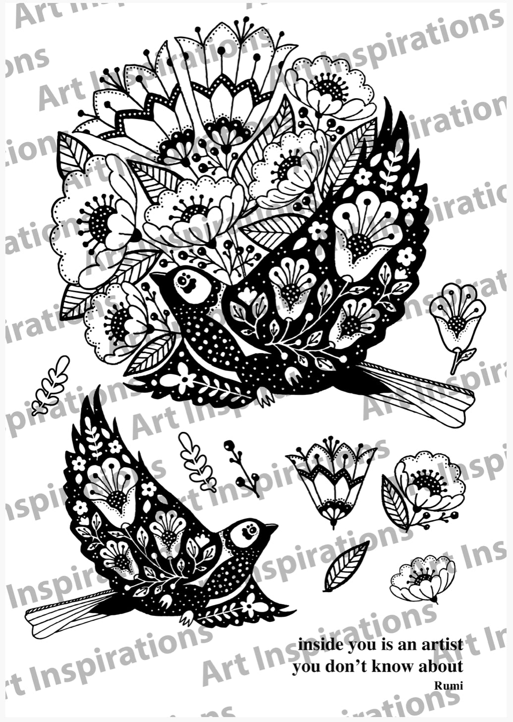 Art Inspirations by Wensdi Made A5 Clear Stamp Sheet - Majestic Birds - 11 Stamps