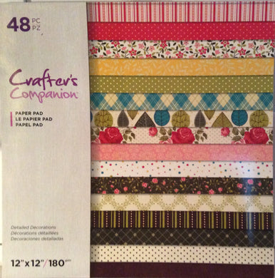 Crafters Companion Detailed Decorations 12” x 12” Paper Pad - 48 Sheets