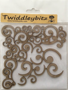Twiddleybitz Retro Corners Swirls 2 Pieces