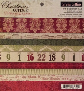 Teresa Collins Christmas Cottage Collection 6” x 6” Small Paper Pad - 24 Sheets
