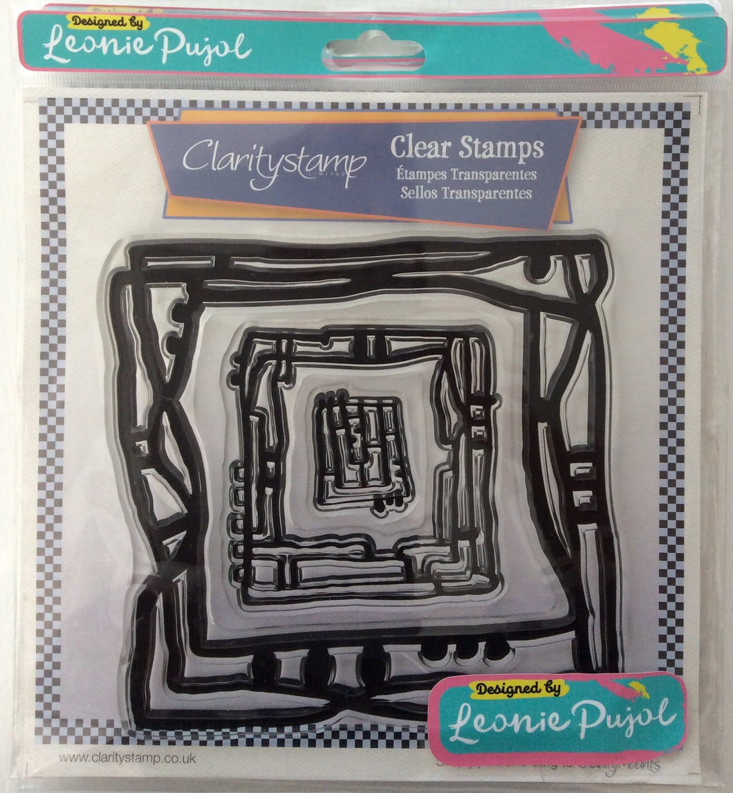 Clarity Stamp Unmounted Clear Stamp Set of 3 Designed by Leonie Pujol-Nested Square Scribbles