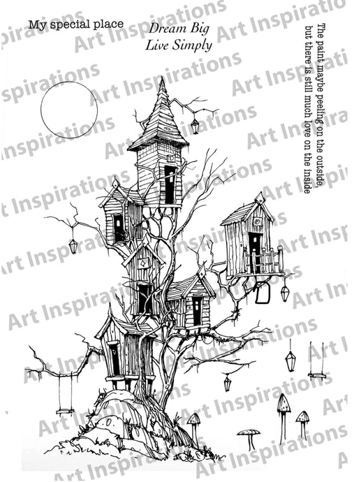 Art Inspirations with Brejanzart A5 Stamp Set 2 - Treehouses, Lamps & Swing - 10 Stamps