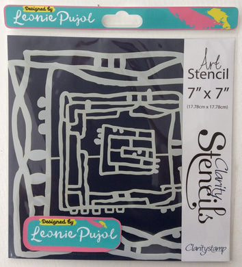 Clarity Art Stencils by Leonie Pujol - Nested Square Scribbles 7”x 7”