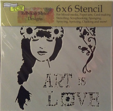 TCW Rebekah Meier Designs Stencils - Mini Art is Love 6”x 6”