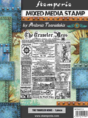 Stamperia Mixed Media Stamp Set by Antonis Tzanidakis - The Traveler News WTKAT13 - 15cm x 20cm