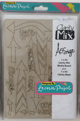 Clarity Mix A5 Mixed Media Board & A5 Mask Set - Arrow Shapes