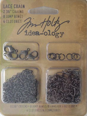Idea-ology by Tim Holtz - Lace Chain (2x 36” Chain, 8 Jump Rings & 4 Closures)
