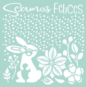 Stamperia Thick Stencil - Seamos Felices Rabbit - 18cm x 18cm KSTDQ32