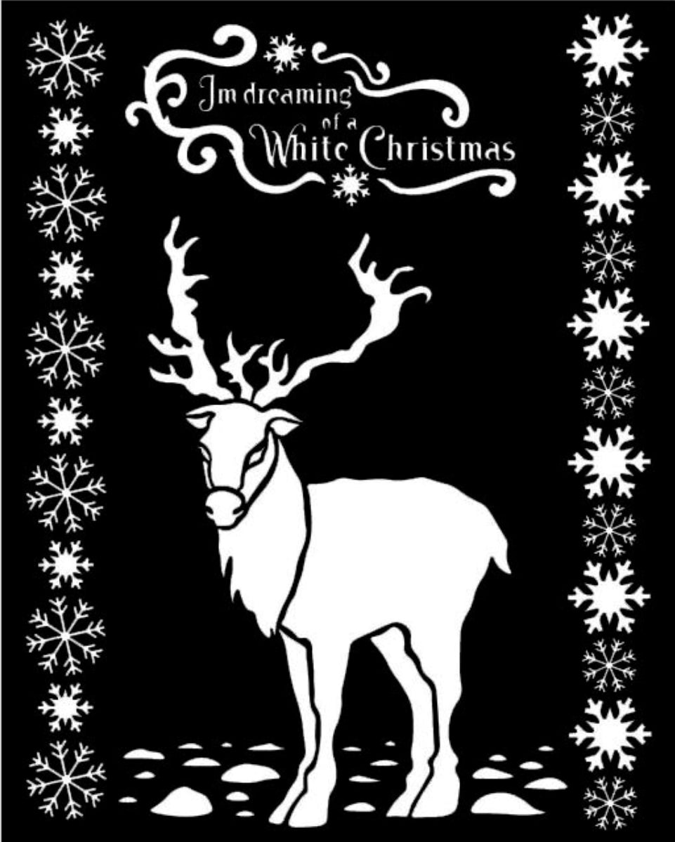 Stamperia Thick Stencil - White Christmas Deer - 20cm x 25cm KSTD052