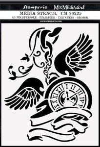 Stamperia Thick Stencil - Pendulum Clock with Wings- 20cm x 25cm KSTD034