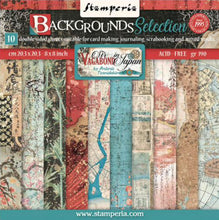 Stamperia Scrapbooking 8” x 8” Paper Pad - Background Selection - Sir Vagabond in Japan - 10 Double Faced Sheets - SBBS43