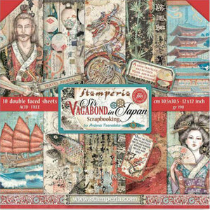 Stamperia Scrapbooking 12” x 12” Paper Pad - Sir Vagabond in Japan - 10 Double Faced Sheets - SBBL95
