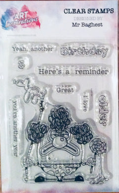 Art Inspirations with Mr Barghest A7 Stamp Set - Yeah Birthday - 9 Stamps