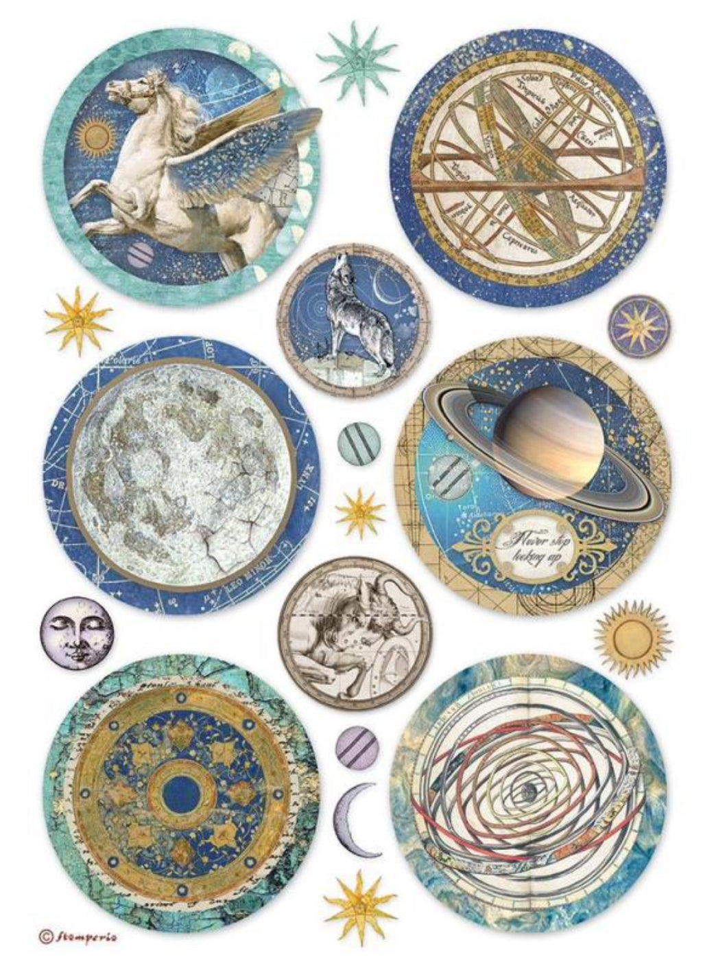 Stamperia - Cosmos Infinity Rounds- Decoupage Rice Paper A4 - DFSA4731