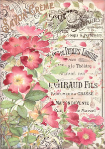 Stamperia - Rose Parfum Savon Creme- Decoupage Rice Paper A4 - DFSA4736