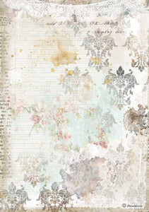 Stamperia - Romantic Journal Texture with Lace - Decoupage Rice Paper A4 - DFSA4556