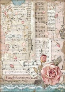 Stamperia - Passion Roses & Music - Decoupage Rice Paper A4 - DFSA4539