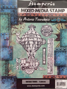 Stamperia Mixed Media Stamp Set by Antonis Tzanidakis - Vintage Travel WTKAT16 - 15cm x 20cm