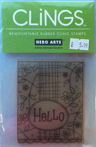 Hero Arts Clings Rubber Stamp - Hello 7cm x 9cm