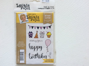 Crafters Companion Rubber Stamp Set Designed by Leonie Pujol A6 - Birthday Surprise