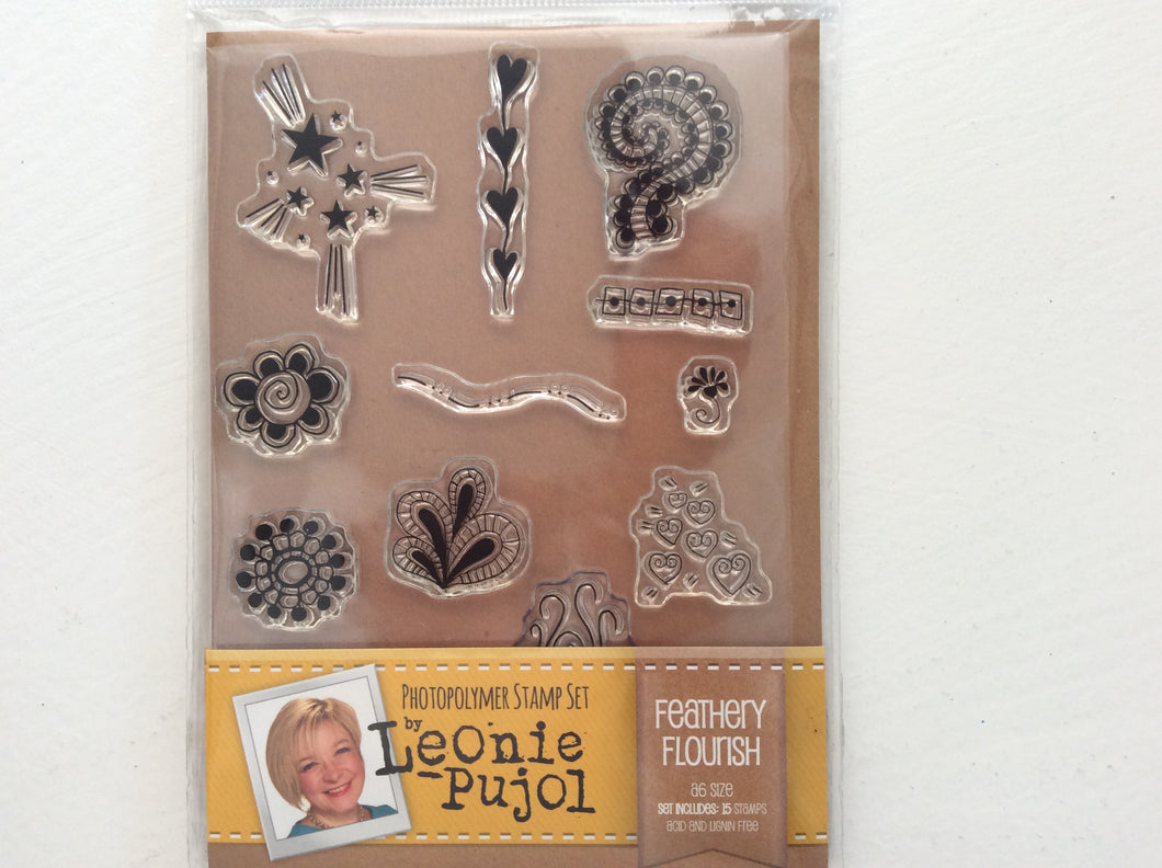 Crafters Companion Photopolymer Stamp Set Designed by Leonie Pujol A6 - Feathery Flourish
